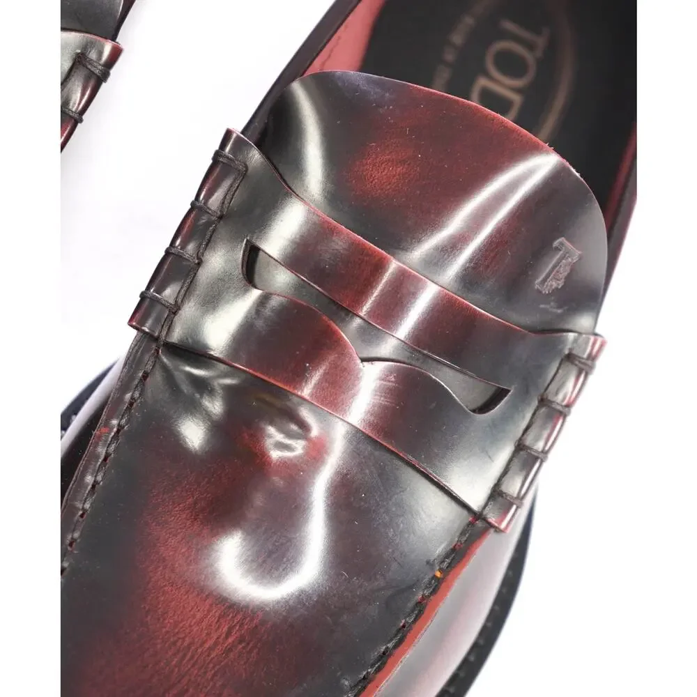 $925 TOD'S - Burgundy Leather Penny Loafers - US 8 (7UK)